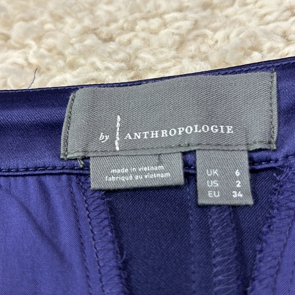 NWT ANTHRO 2 Maeve Sateen Trouser Skirt in navy with pockets - Picture 5 of 10